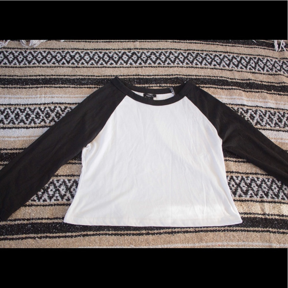 Rue 21 Baseball Tee Crop Top Black